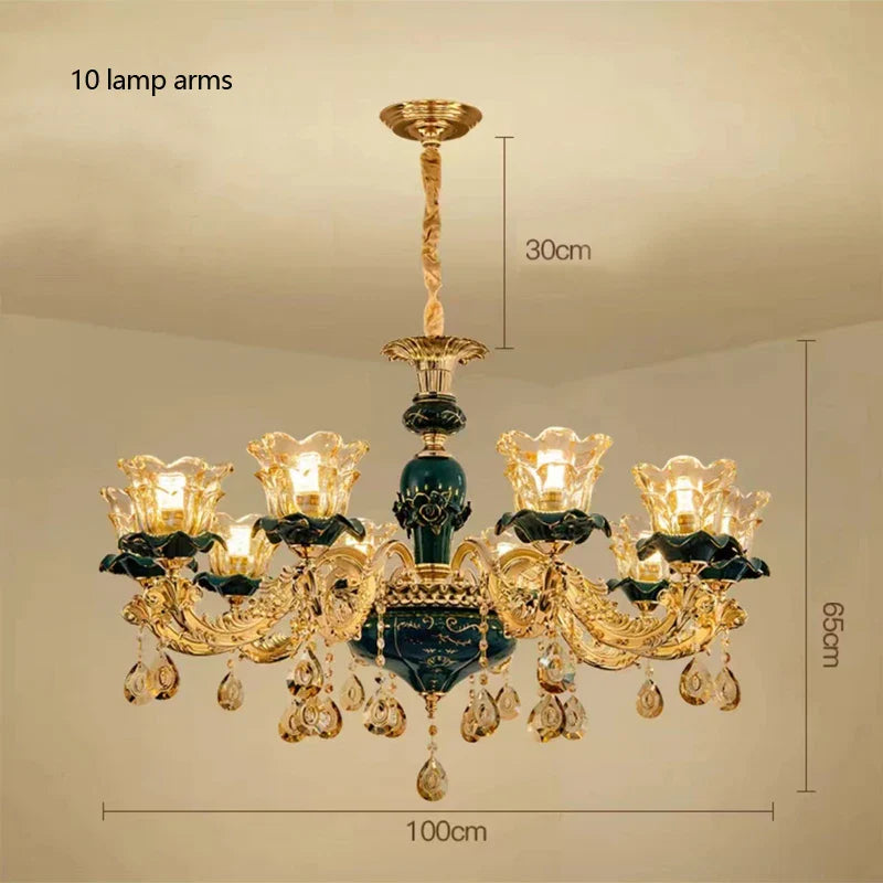 Afralia™ Champagne Crystal Chandelier: Luxurious Living Room Bedroom Pendant Lamp