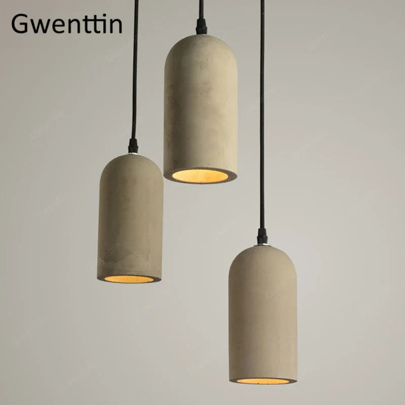 Afralia™ Cement Pendant Lamp: Vintage LED Hanging Light for Dining Room and Cafe