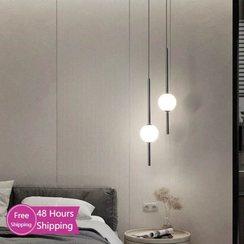 Afralia™ Glass Ball Double Chandelier LED Pendant Light