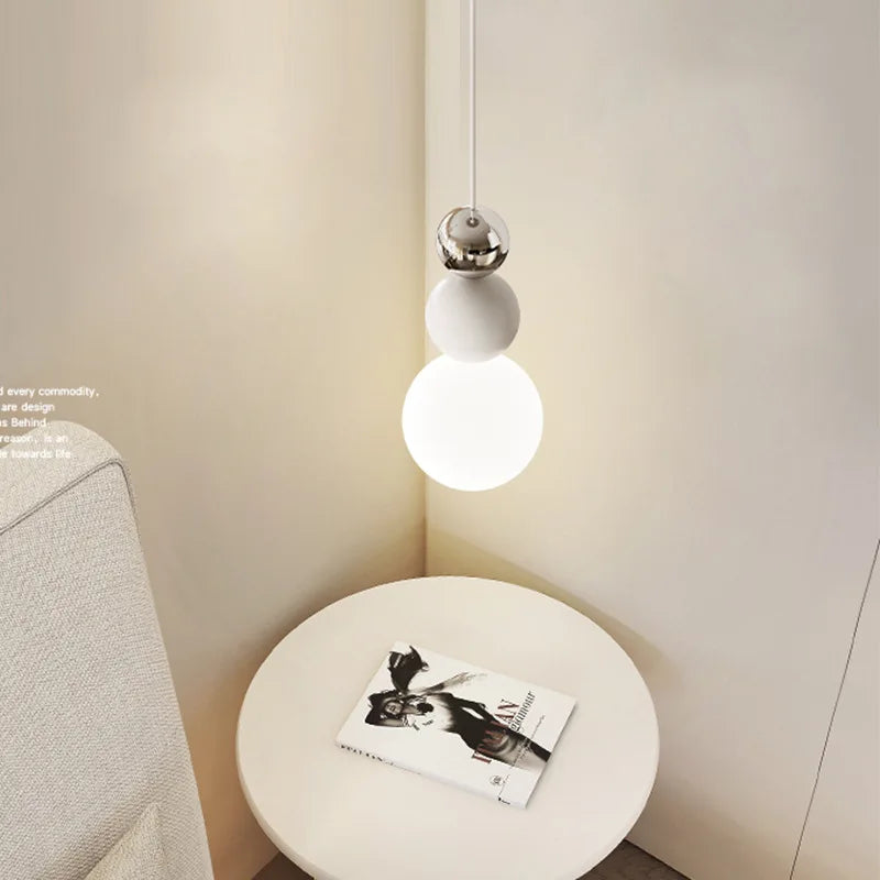 Nordic White Glass Pendant Lamp, Adjustable Hanging Light Fixture, Afralia™ Brand.