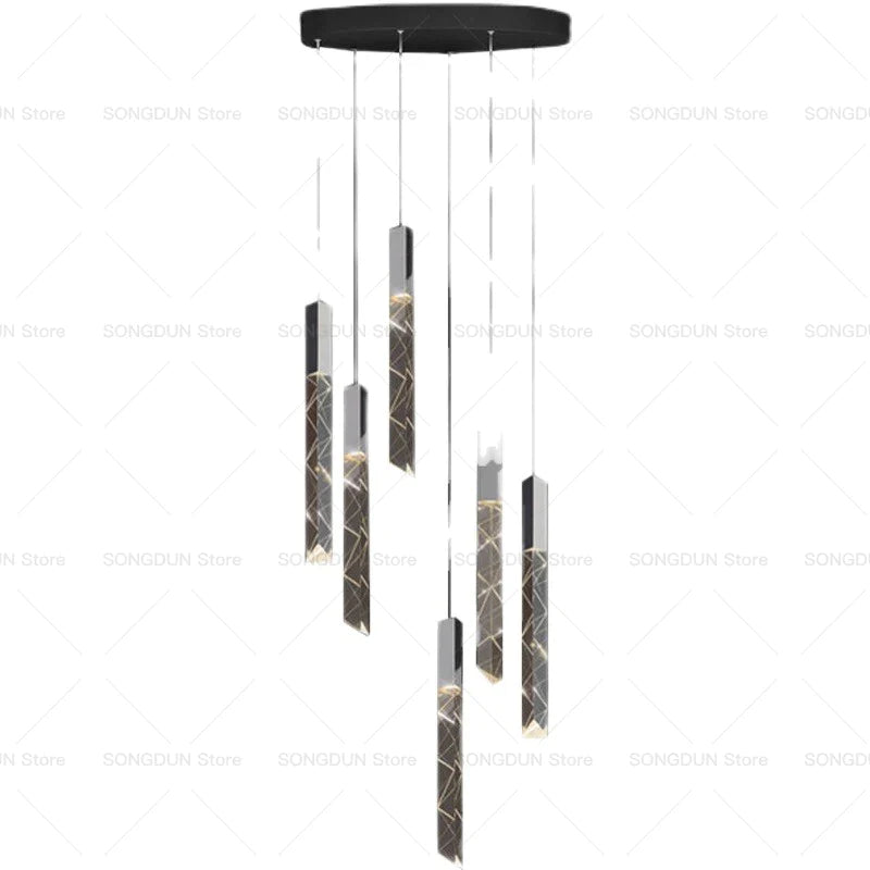 Afralia™ Crystal Loft Chandelier for Duplex Living Room & Stairwell, Long Hanging Lighting