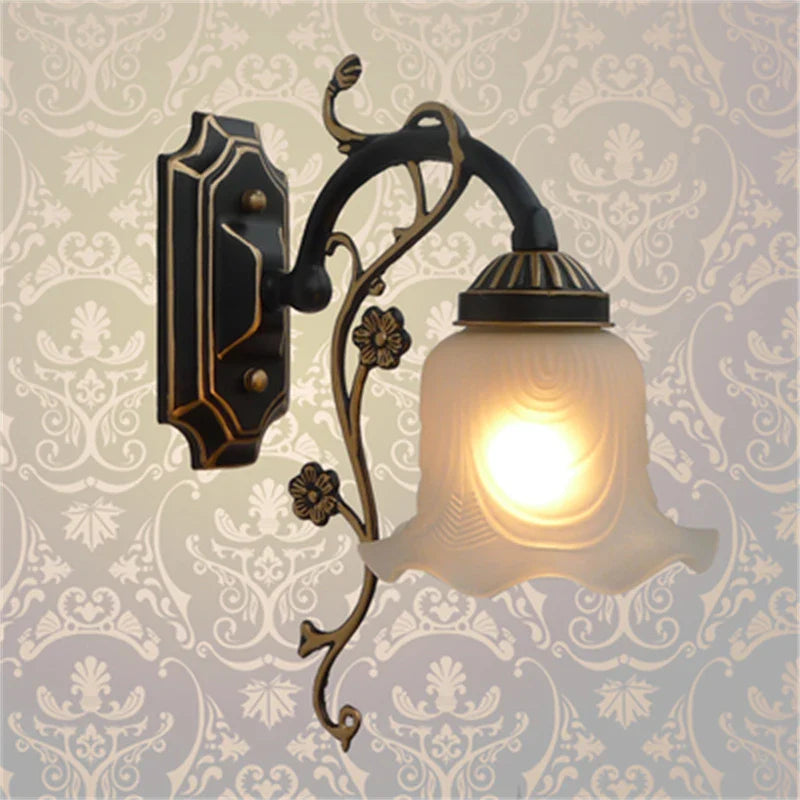 Afralia™ Vintage Wrought Iron Chandelier with Glass Lampshade for Home Decor Lighting