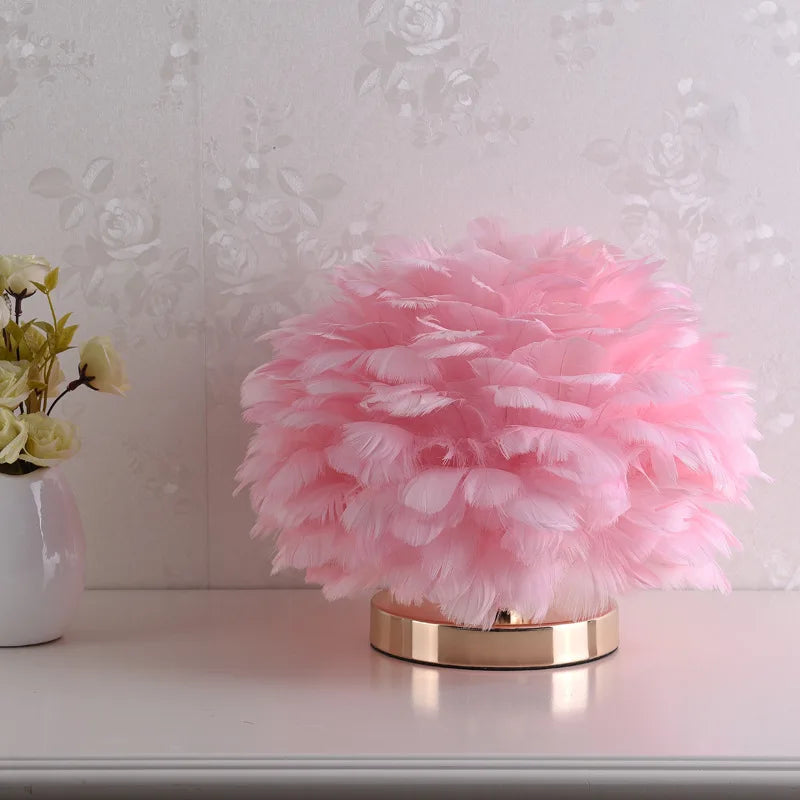 Afralia™ Feather Table Lamp: Modern Nordic Bedroom Lighting for a Romantic Atmosphere