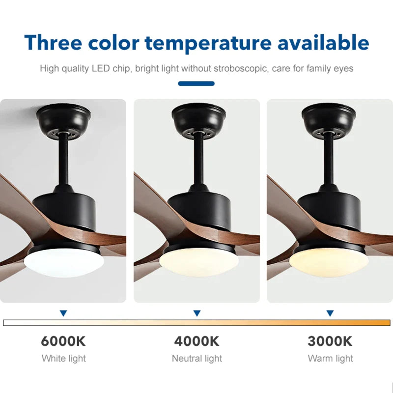 Afralia™ Black Walnut Grain Ceiling Fan with LED Light & Remote Control