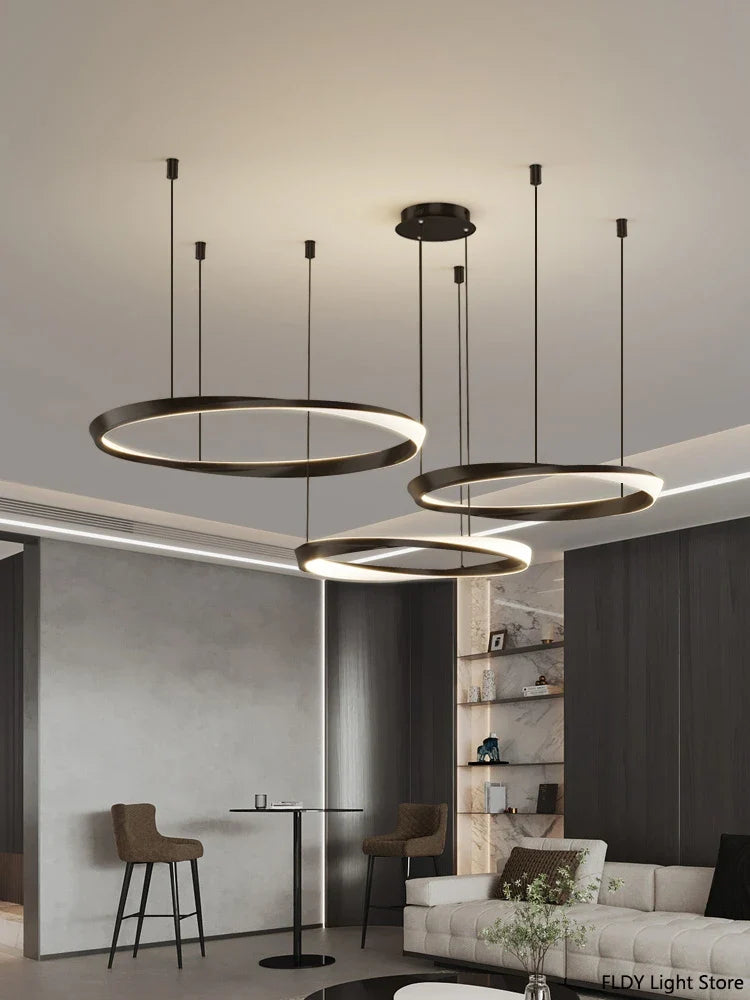 Afralia™ Modern Minimalist Ring Chandelier for Living Room, Bedroom, and Restaurant