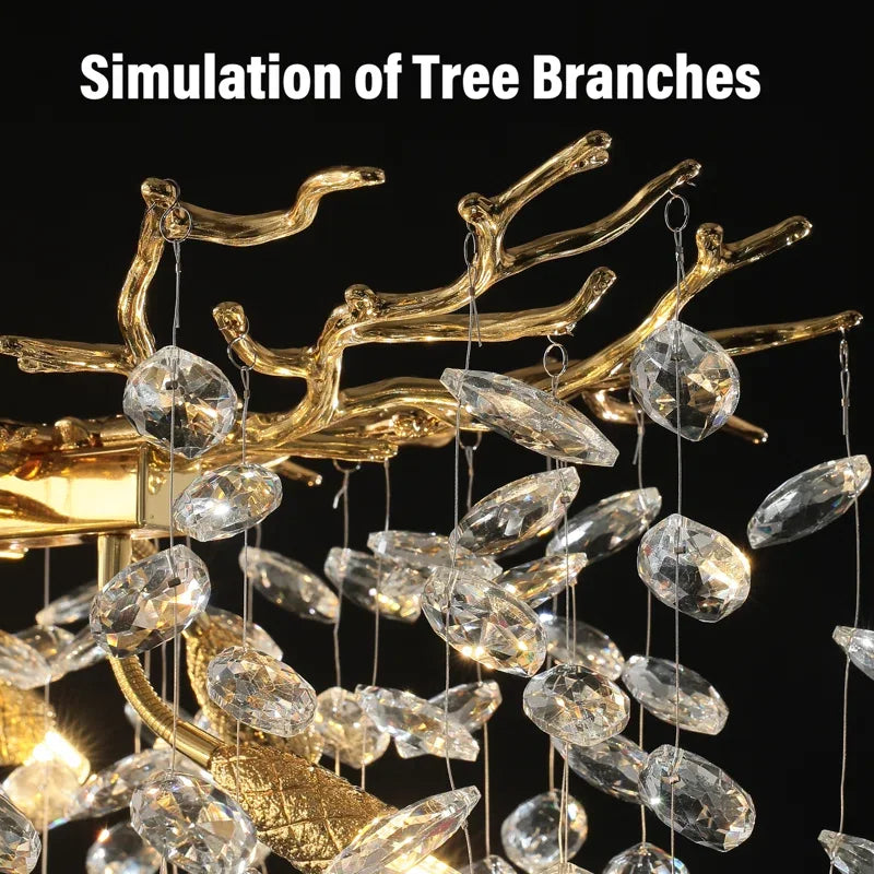 Afralia™ Black Branch Crystal Chandelier - Modern Rectangular Pendant Light for Dining Room-Living Room-Kitchen