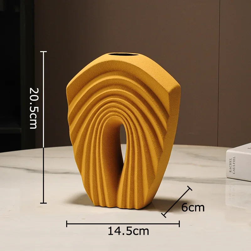 Afralia™ Geometric Ceramic Vase Set for Modern Floral Arrangements