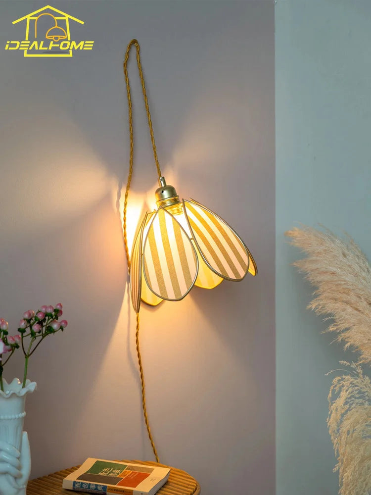 Afralia™ Petal Pendant Lights LED E27 Fabric Art Hanging Lamp for Medieval Atmosphere