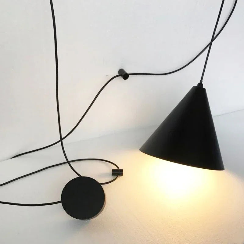 Afralia™ Modern Black Wall Lamp for Living Room Bedroom, Long Wire Design, Plug-in Sconce Light
