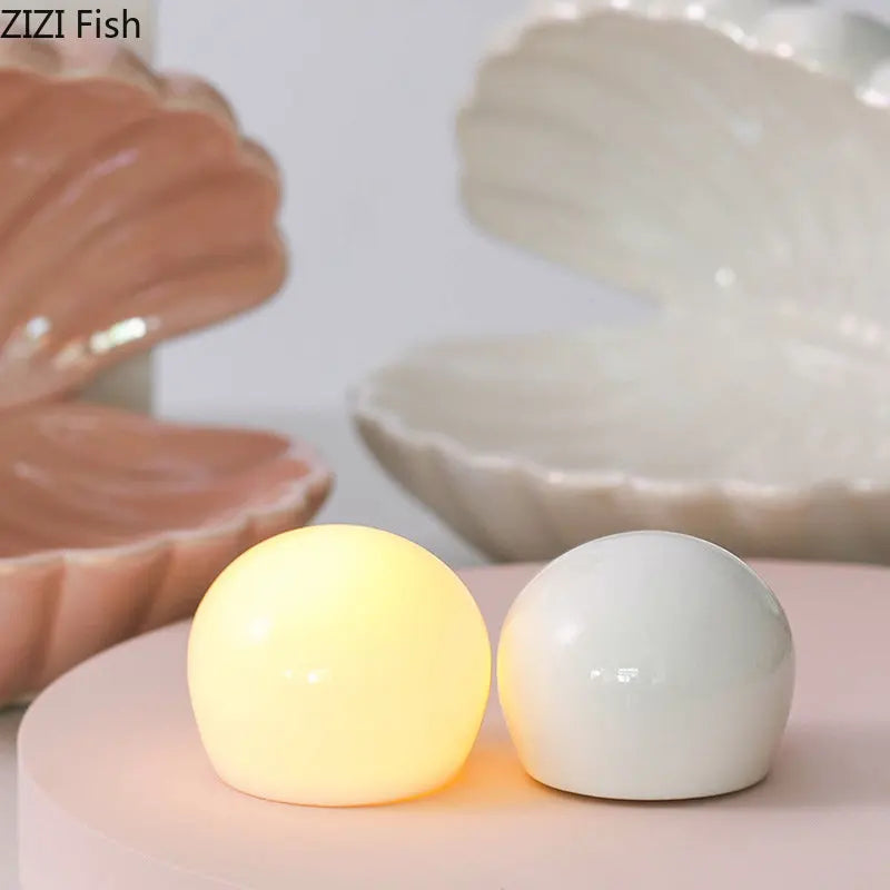 Afralia™ Dream Pearl Ceramic Lamp Desk Decoration Modern Home Decor Ornaments Shell Storage Box