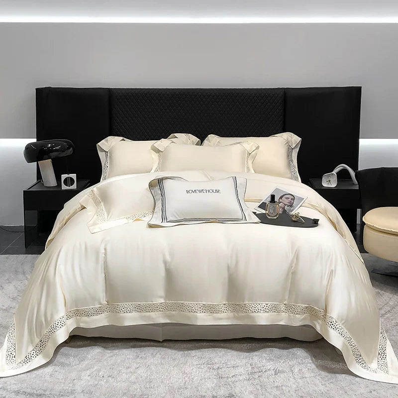 Afralia™ Eucalyptus Lyocell 1000TC Luxury Bedding Set with Wide Edge, Soft Silky & Breathable