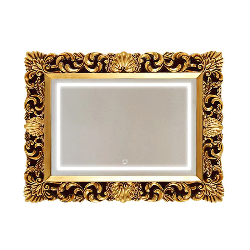 Afralia™ Wall Mirror Vintage Golden Modern Living Room Decor Retro Aesthetic Ornaments