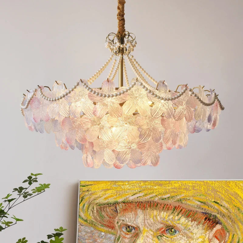 Afralia™ Crystal Snow Petals Chandelier | Modern French Living Room Lighting