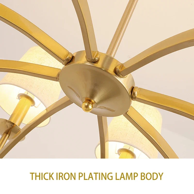 Afralia™ Retro Fabric Pendant Chandelier for Living Room Dining Bedroom Kitchen