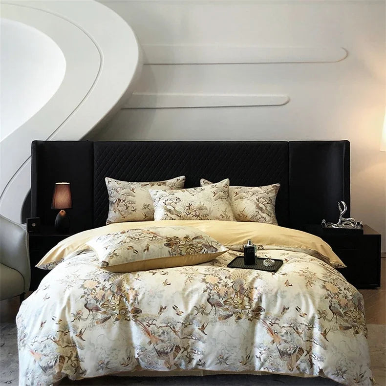 Afralia™ Colorful Egyptian Cotton Bedding Set for King Queen Europe Bed Linens