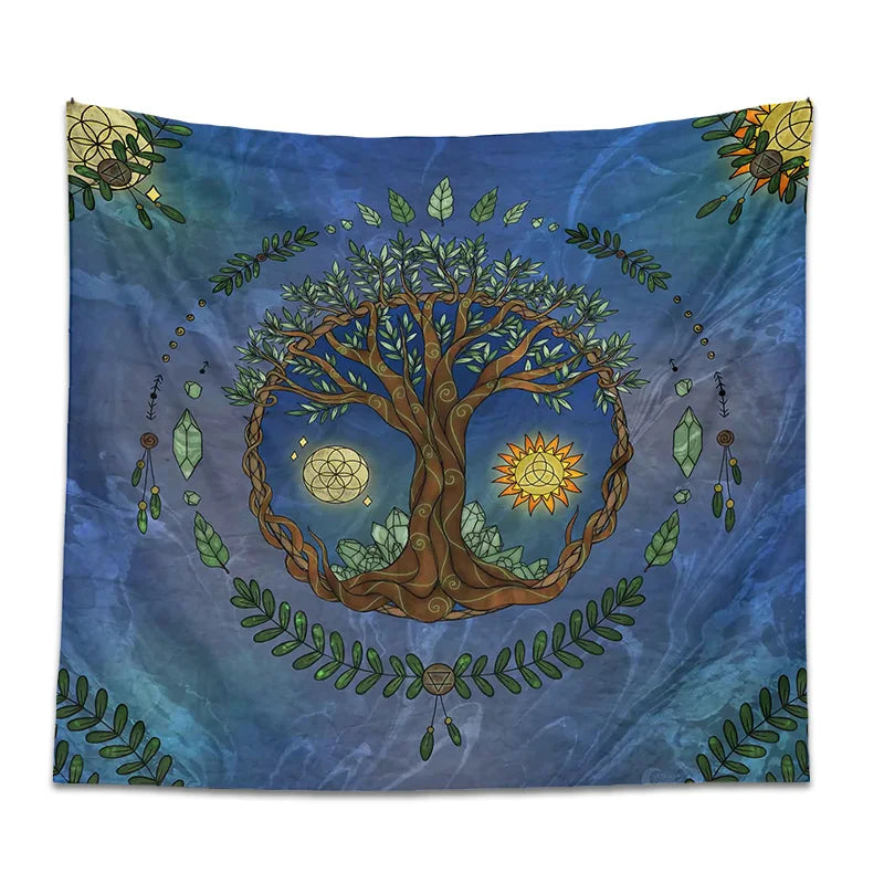 Afralia™ Tree Life Tapestry Altar Tablecloth Wall Hanging Room Decor Oracle Witchcraft Moon Sun