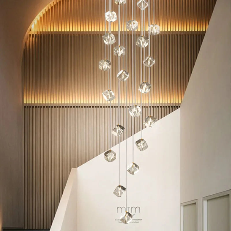 Afralia™ Luxury Crystal LED Chandelier for Staircase - Modern Indoor Stair Lighting