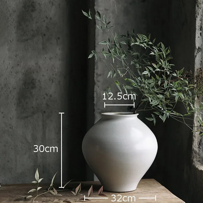Afralia™ White Ceramic Vase Minimalism Desk Decor Flower Arrangement Room Aesthetic