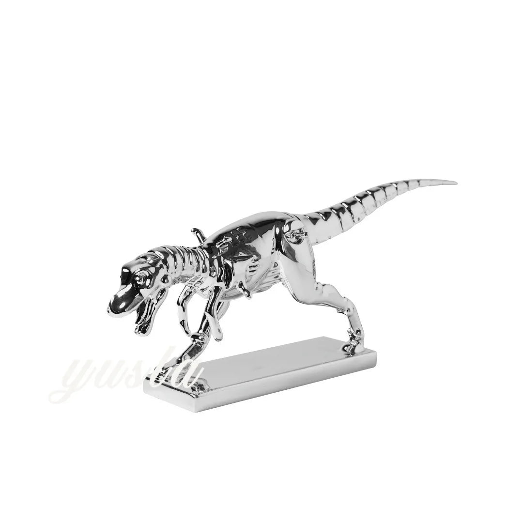 Afralia™ Silver Tyrannosaurus Rex Dinosaur Skeleton Ornament Home Decor Figurine
