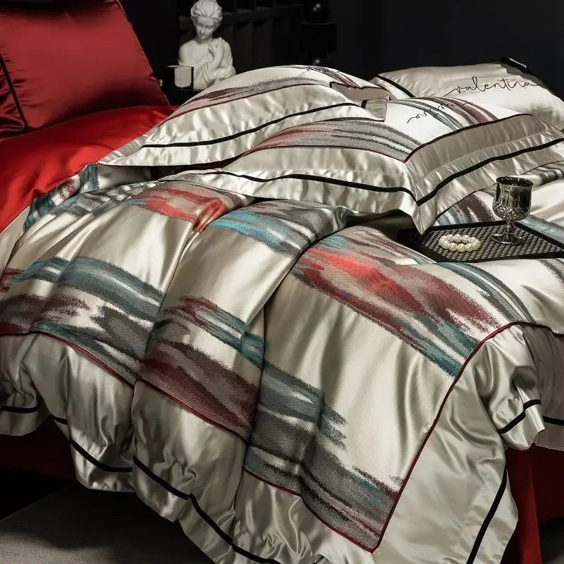 Afralia™ Luxe Brocade Jacquard Bedding Set with Egyptian Cotton & Embroidery