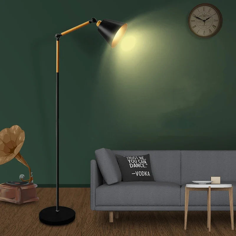 Afralia™ Wood Art LED Floor Lamp for Living Room, Bedroom, Study, and Dining Area