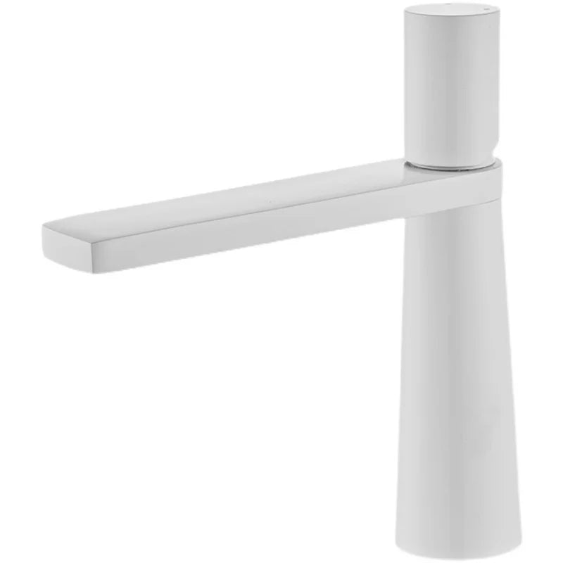 Afralia™ White Brass Bathroom Faucet Mixer Tap, Single Handle Hot/Cold Basin Faucet