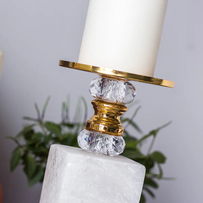 Afralia™ Gold Marble Candle Holder Candelabrum Wedding Decor Desktop Accessories