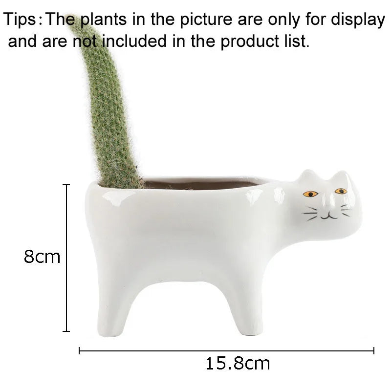 Afralia™ Ceramic Cat Flower Pots Vase Plant Pots Kitten Floral Vases