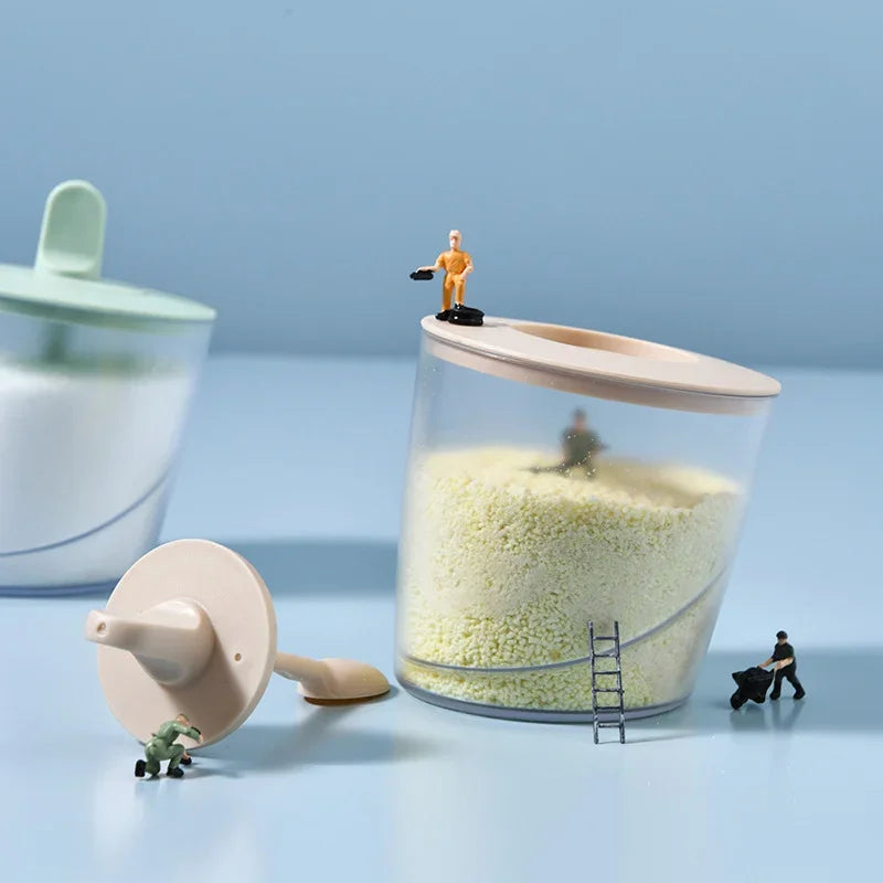 Afralia™ ABS Spice Jar Set with Spoon for Salt Sugar Pepper Powder