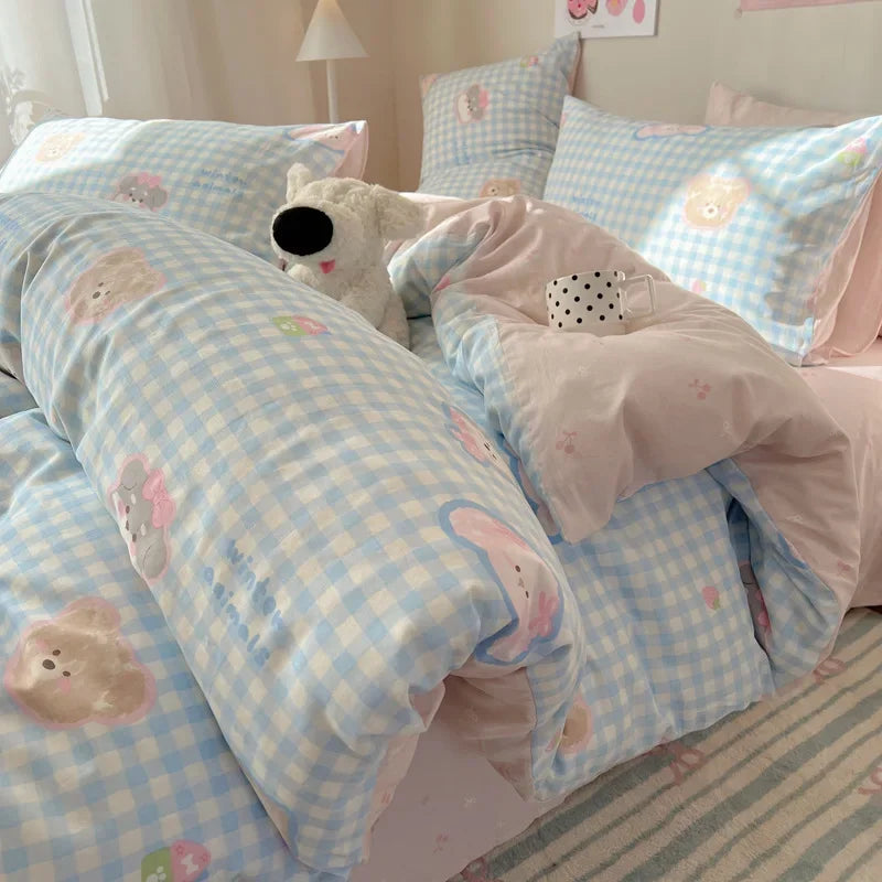 Afralia™ Cartoon Printed Cotton Bedding Set - Soft, Skin-Friendly Duvet Cover