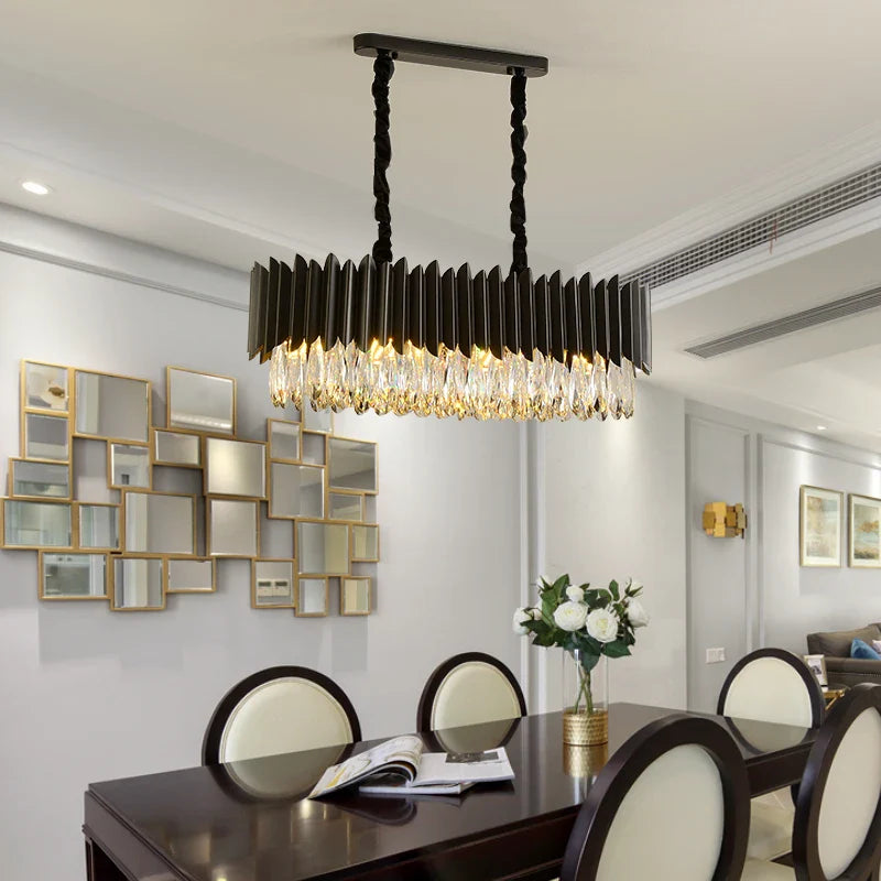 Afralia™ Black Crystal Ceiling Pendant Lights for Dining Table - Nordic Luxury Design