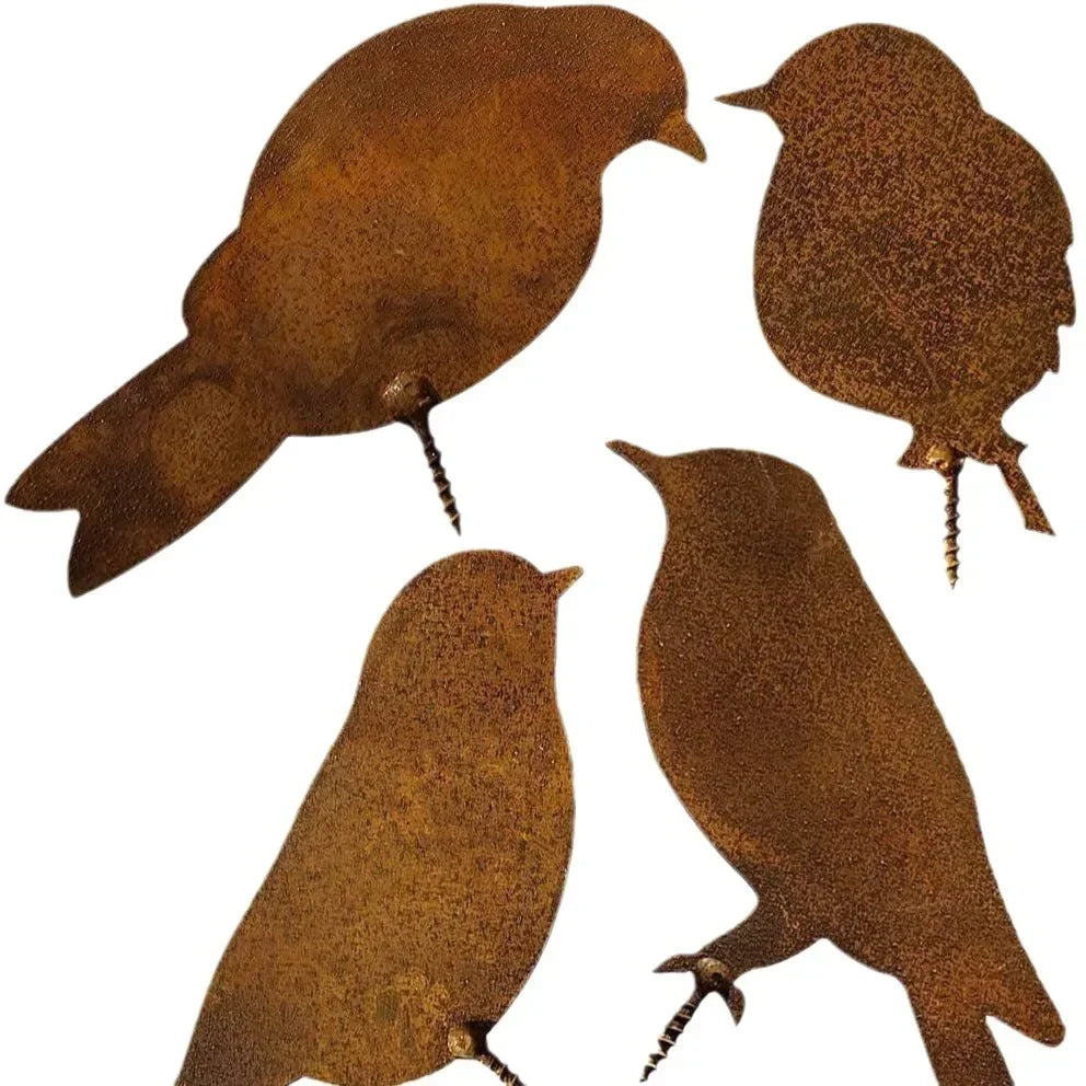 Afralia™ Metal Bird Sculptures Set - Rusty Iron Crafts for Home and Garden Decor