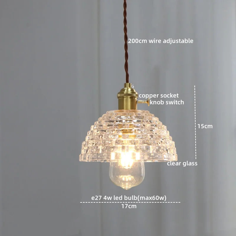 Afralia™ Copper Glass LED Pendant Light for Modern Home Decor - Hanging Lamp