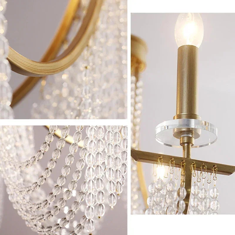 Afralia™ Crystal Candle Chandelier: Elegant Hanging Lamp for Villa, Dining Room, Bedroom, Living Room