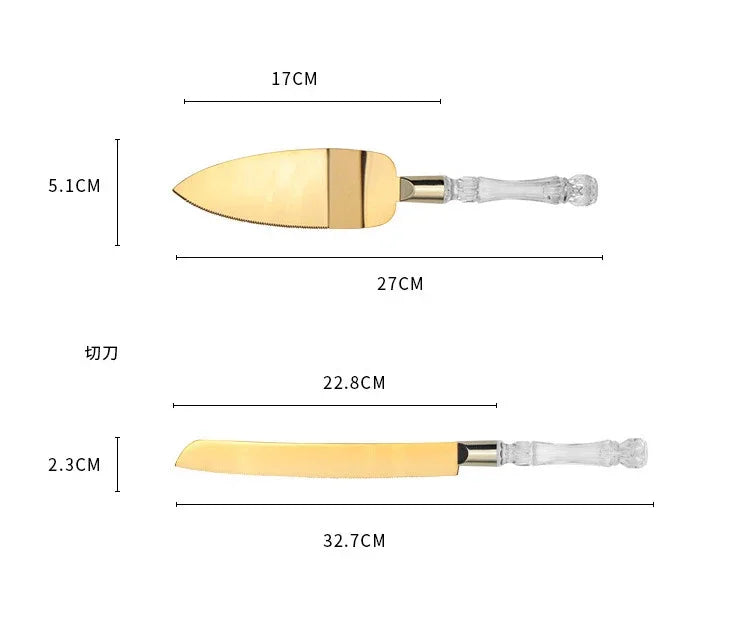 Afralia™ Wedding Cake Knife Set, Stainless Steel, Gold Silver, Baking Tool