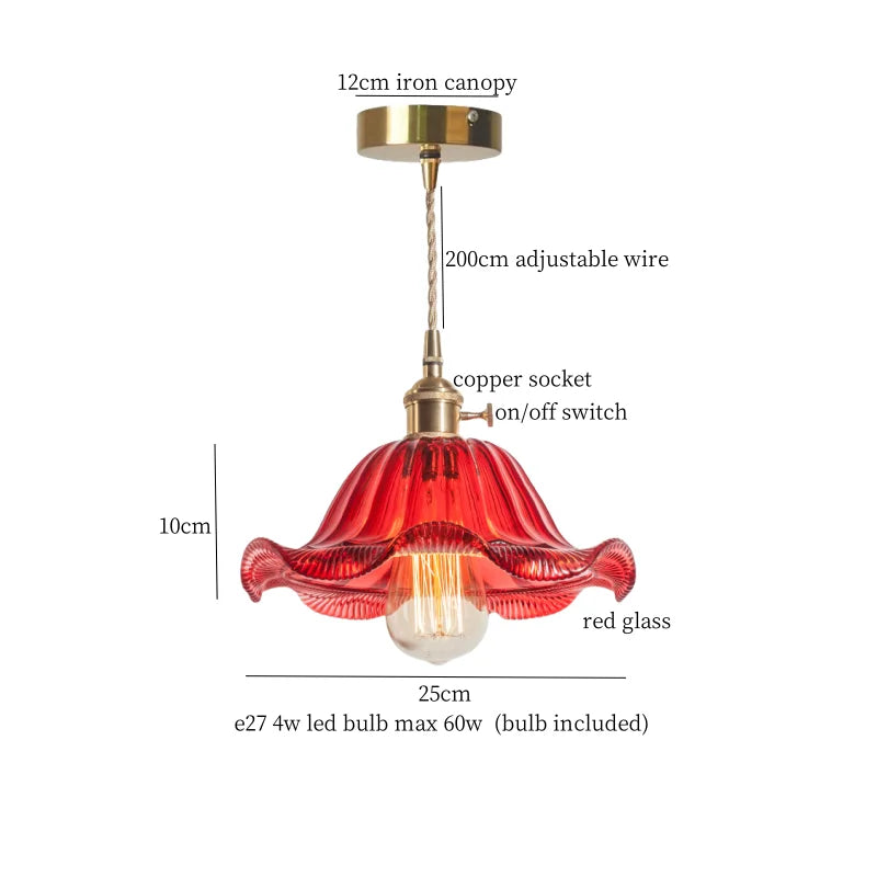 Afralia™ Lotus Leaf Glass LED Pendant Light - Japanese Style Loft Bar Living Dining Bedroom