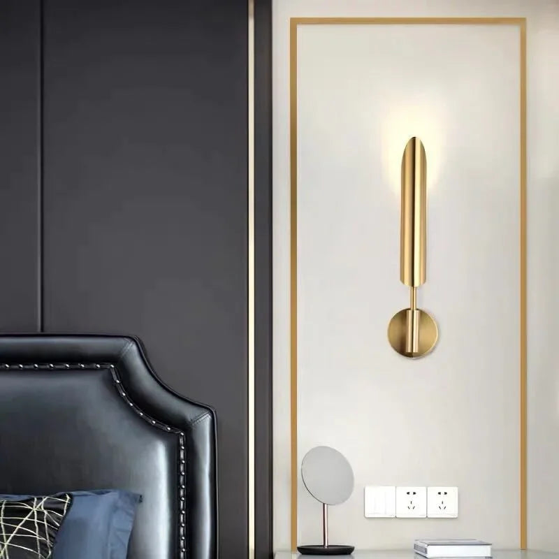 Afralia™ Golden Inclined Tube Wall Lamp for Modern Luxury Decor in Living Room