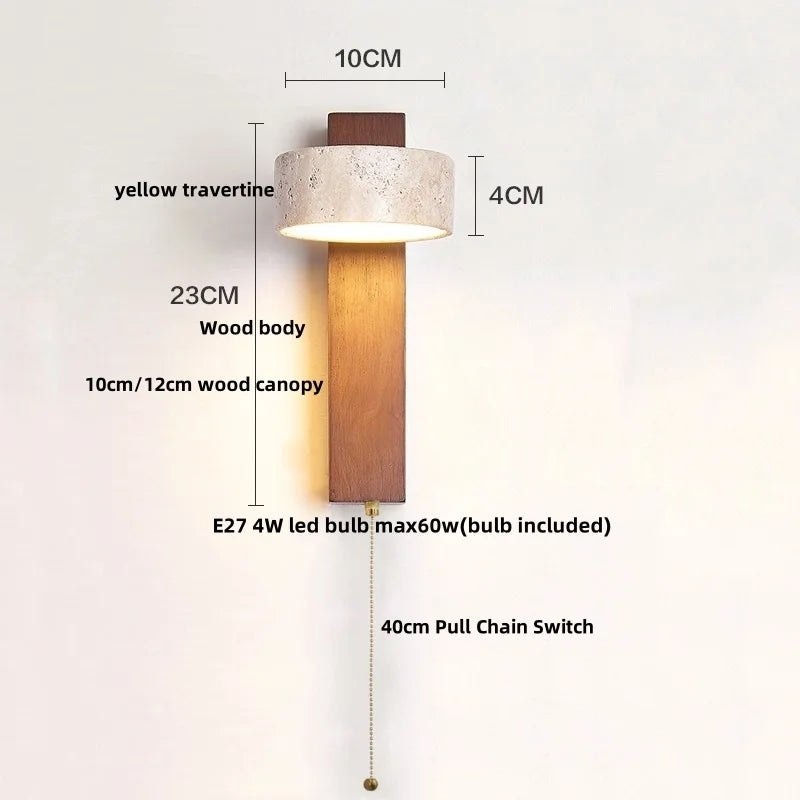 Afralia™ Nordic LED Wall Lamp 2 Glass Ball Yellow Travertine Stone Indoor Wall Light