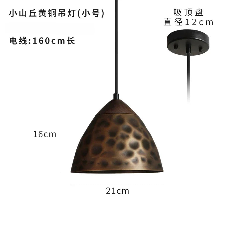 Afralia™ Vintage Walnut Copper Pendant Light for Kitchen Dining Room Bedside
