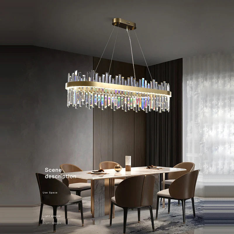 Afralia™ Crystal Chandelier LED Hanging Lamp Gold Silver Postmodern Design