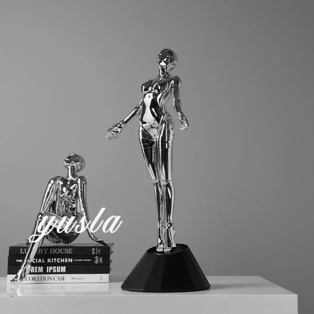 Afralia™ Sorayama Mechanical Goddess Figure Sculpture - Desktop Ornament