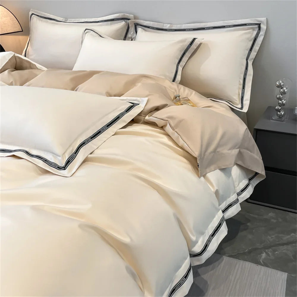 Afralia™ Egyptian Cotton Bedding Set Queen King Size Solid Color