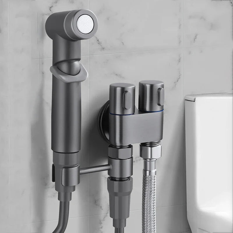 Afralia™ Stainless Steel Double Outlet Bidet Sprayer with Wall Mount Valve