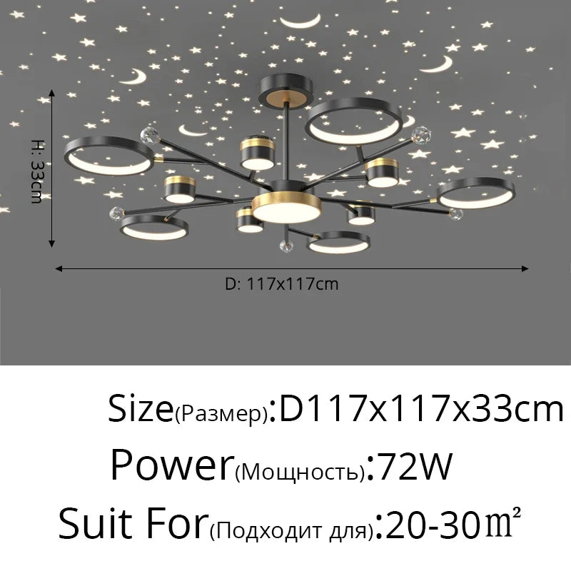 Afralia™ Starry Sky LED Chandelier: Modern Interior Lighting Fixture for Living Room, Bedroom Decor