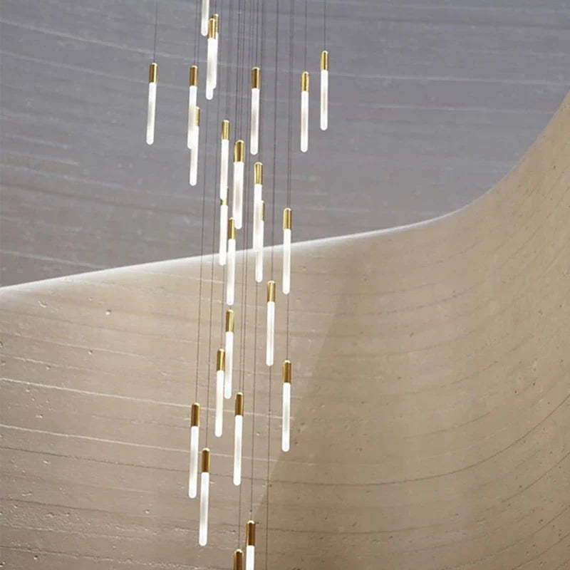 Afralia Luxe Gold Tube Chandelier for Dining & Bedroom Lighting