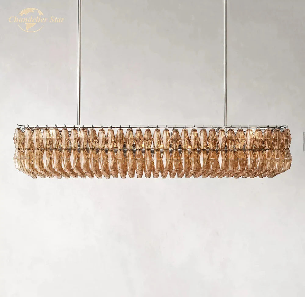Afralia™ Chiara Smoke Glass Linear Chandelier for Dining & Living Room