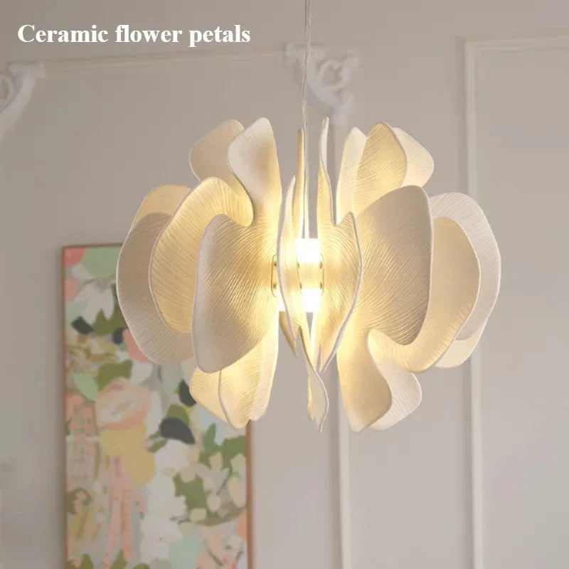 Afralia™ Nordic Ceramic Petals Chandelier LED Pendant Lamp