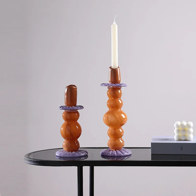Afralia™ Geometric Glass Candlestick Holder Wedding Home Decoration Accessory