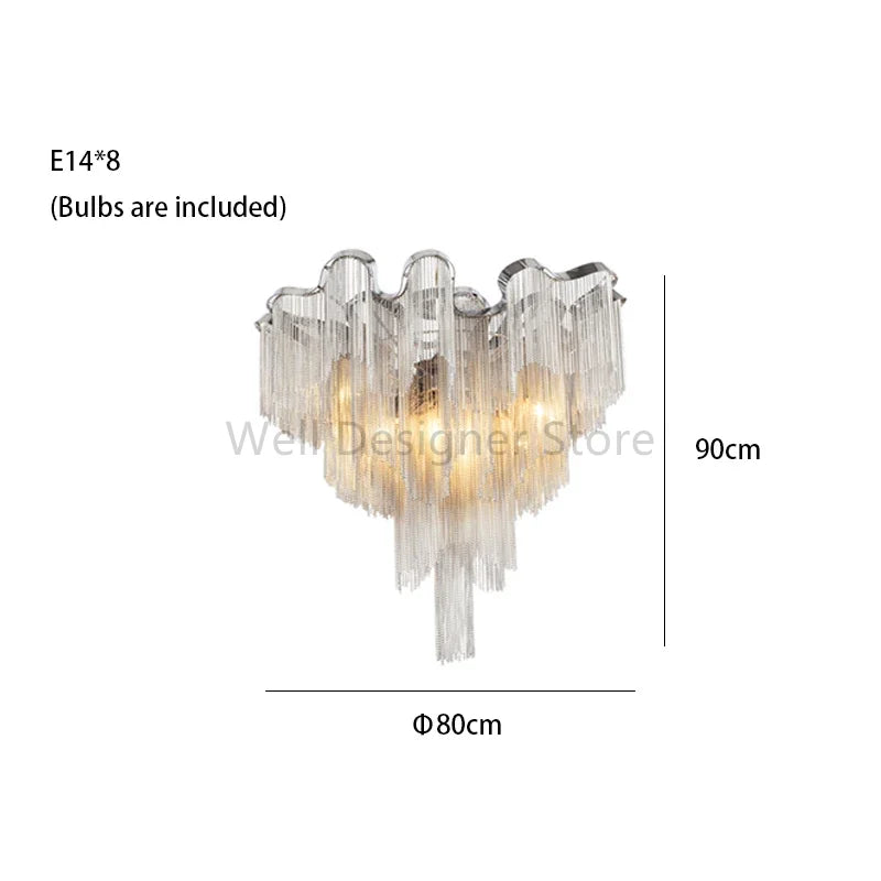 Afralia™ Modern Luxury Tassel Chandelier with E14 Base Aluminum Lamp for Indoor Decor