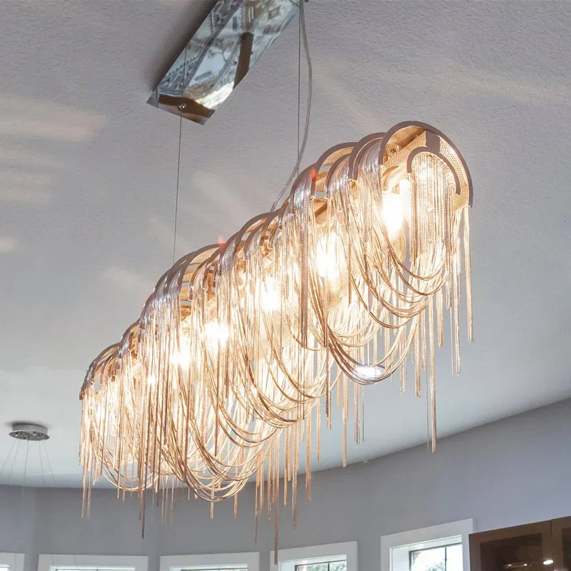 Afralia™ Tassel Chandelier Ceiling Light for Living Room Decor AestheticgetOption.